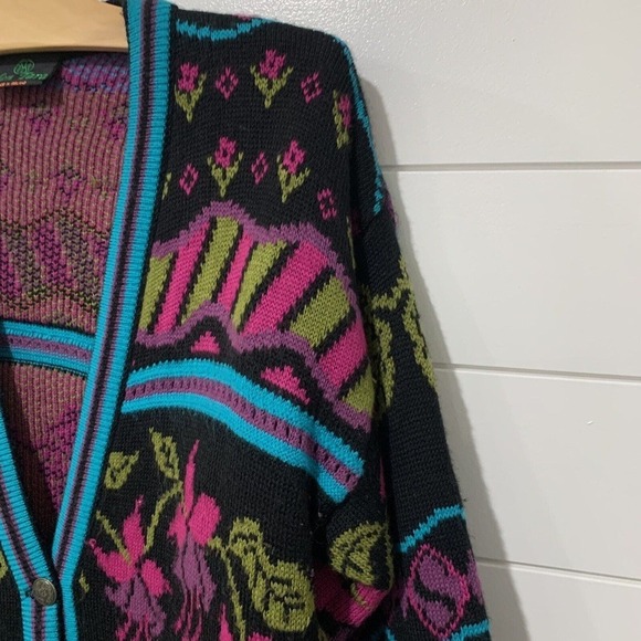 Glen Tara | Cardigan Sweater Multi Colored Ireland Long Sleeve Buttons- Large - Picture 4 of 9